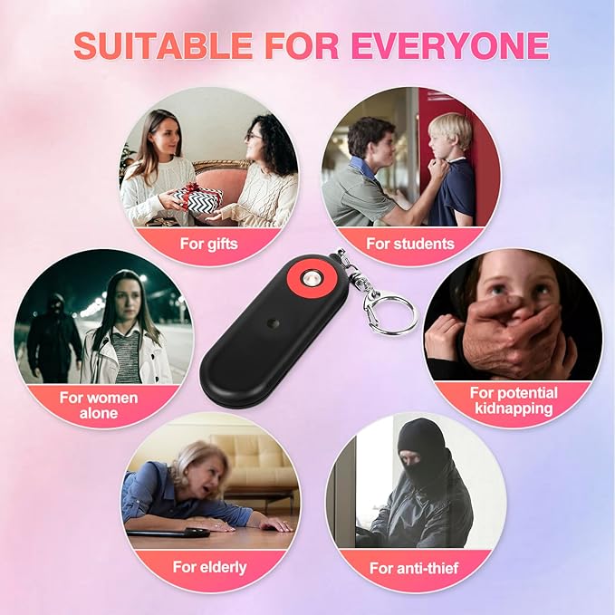 Personal Safety Alarm for Women - 130dB Self Defense Keychains Siren Whistle, Replaceable Battery with SOS LED Strobe Light - Emergency Security Safe Protection Devices for Kids Elderly