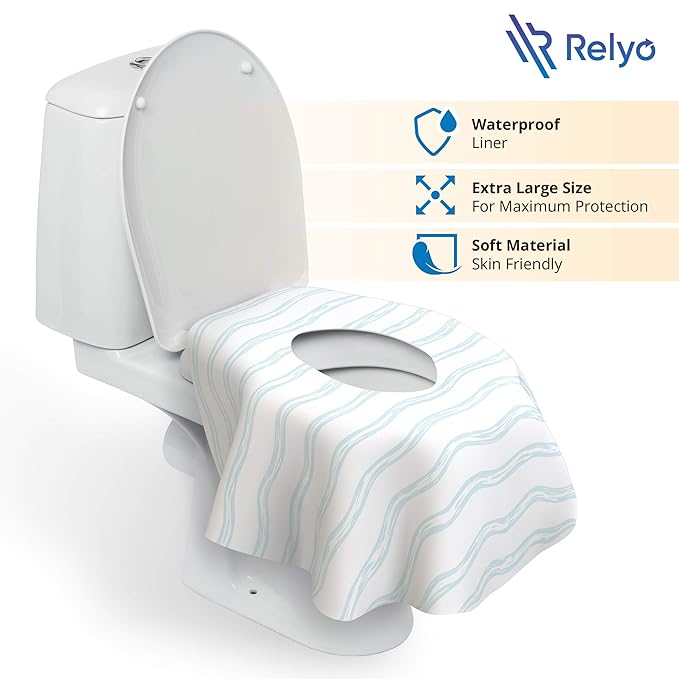 Toilet Seat Covers Disposable - 20 Pack - Waterproof, Ideal for Kids and Adults – Extra Large, Individually Wrapped for Travel, Toddlers Potty Training in Public Restrooms (Waves, 20)
