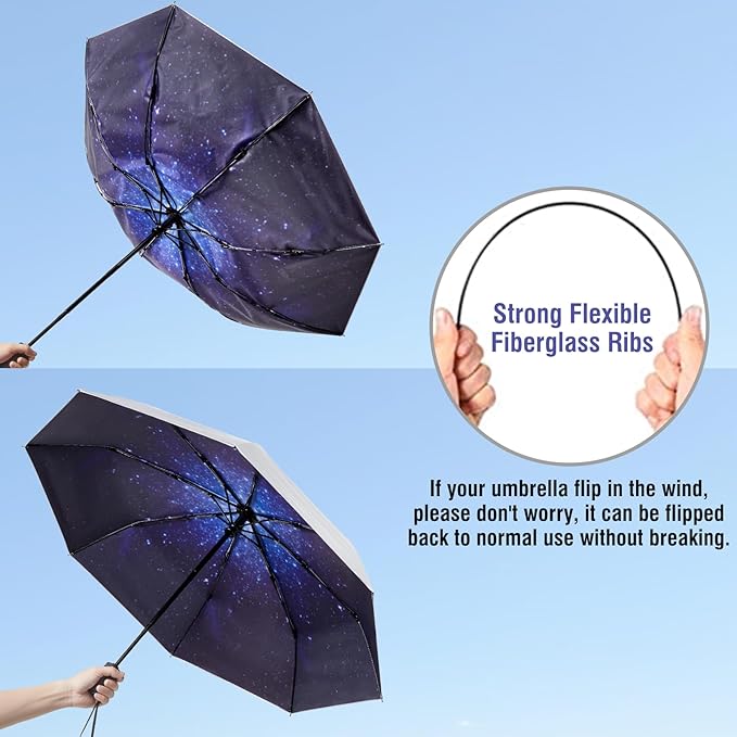 G4Free UPF 50+ UV Protection Large Travel Umbrella 42/46 Inch Auto Open Close Windproof Sun Blocking Umbrella