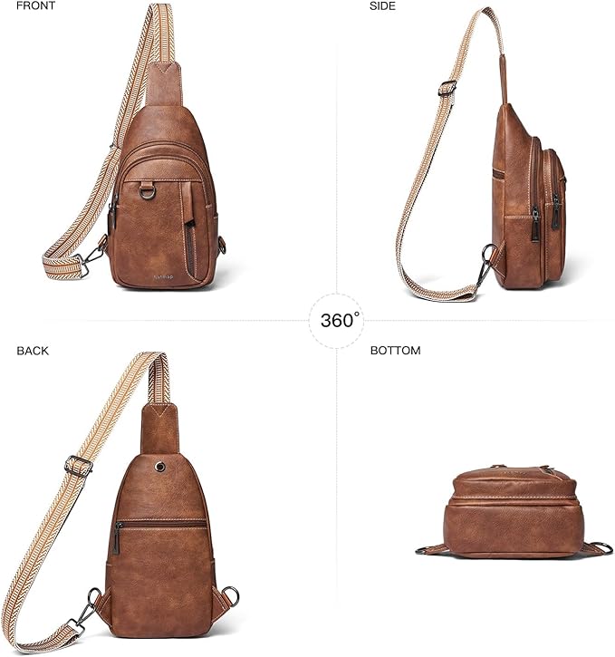 7L Sling Bag for Women Men Leather Small Sling Backpack Daypack Anti Theft Fanny Pack Crossbody Purse Travel
