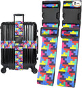 Puzzle Luggage Straps for Suitcases, Adjustable Luggage Travel Belt to Keep Luggage Security While Travel, Strong Polyester Fabric, Easy-to-Recognize Funny Pattern Travel Essentials, 2 Pack