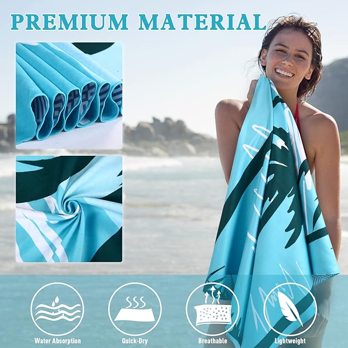 2 Pack Oversized Microfiber Pool Towel, 75'x 35', Sand-Free, Quick Drying, Super Absorbent