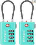 ANVIL 4 Digit Luggage Locks, TSA Locks for Luggage, Advanced TSA008 core, Alert Indicator for Your Travel Lock, Suitcase Lock.(2, Cyan)