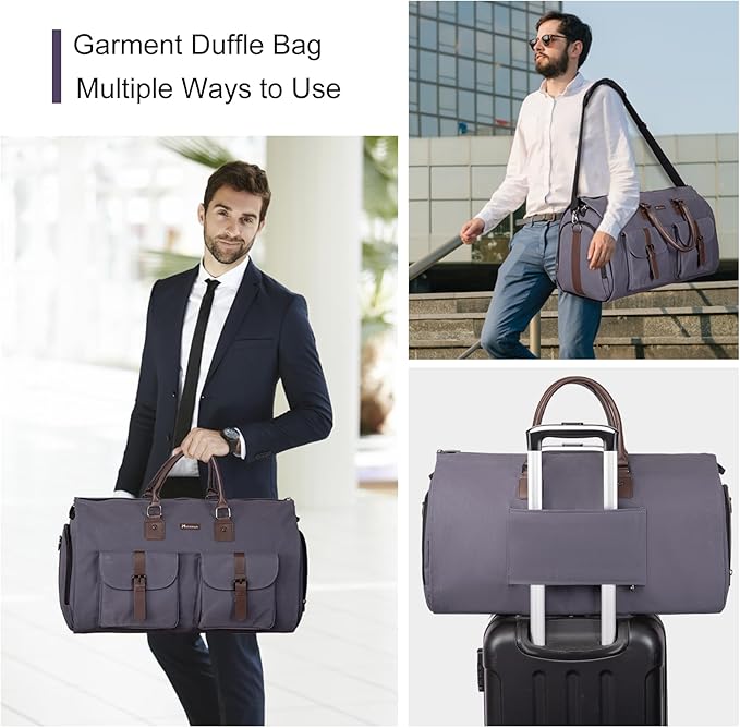 Modoker Garment Convertible Weekender Bag,Carry on Canvas Garment Duffle Bag Heavy Duty Overnight Bags for Men Women