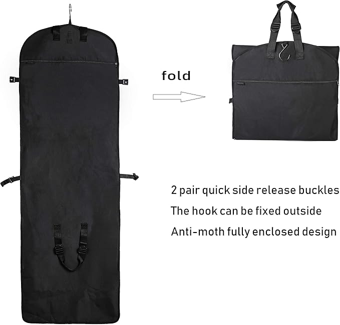 72" Tri-Fold Wedding Garment Bag for Long Dress & Gown,Hanging Travel Carry on Storage bag for Men Women