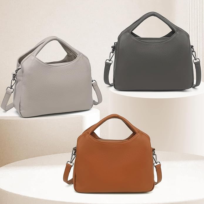 KOGTLA Genuine Leather Purses for Women, Crossbody Shoulder Bags with Top-Handle, Tote Satchel Handbags