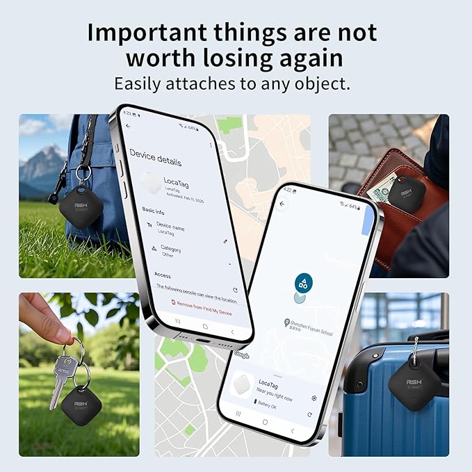 Air Tracker Tag for Android 4 Pack Luggage Tracker Tags Works with Google Find Hub App(Not for iOS) Bluetooth Tracker Key Finder and Item Locator for Luggage, Backpack, Suitcases, Replaceable Battery
