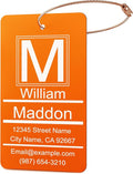 Luggage Tags for Suitcase - Personalized Engraved Metal Tag for Cruise Travel - Custom Name Tags Suitable for Bags and Backpacks Oranges