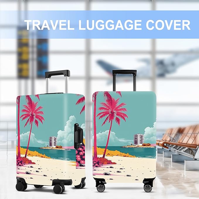 Luggage Cover Washable Suitcase Protector Anti-Scratch,Stretchable Fit for 20-34Inch Luggage Durable Travel Bag Cover with Zipper Closure (Beach, M(fits 24-26Inch suitcase))