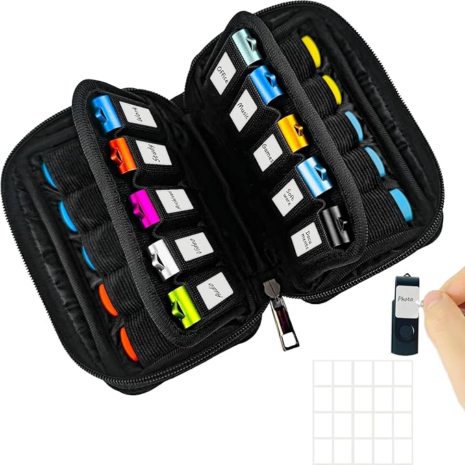 Flash Drive Case 20 Slots USB Storage Case JBOS USB Holder Storage Bag for USB Flash Drive Electronic Accessories Organizer for USB Flash Drive, USB Case, Thumb Drive Caes, Jump Drive Case