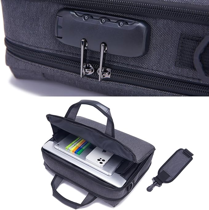 Heavy Duty Accordian File OrganizerwithHandle&Combination Lock,26 Pockets Expanding File Folder, Portable Document Organizer Accordion File Keeper for Letter Size / A4 File (Grey)