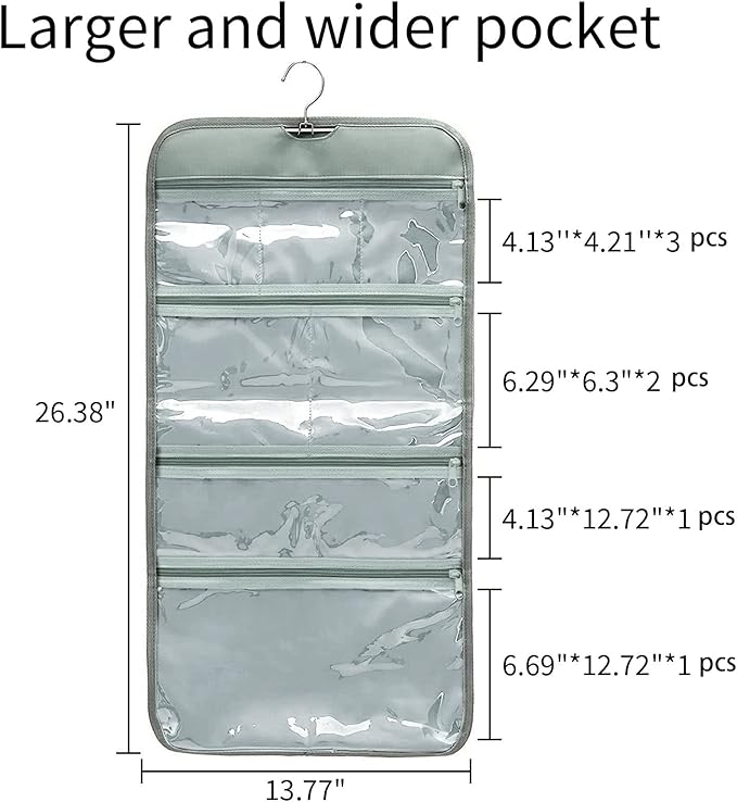 Foldable Clear Hanging Travel Toiletry Bag Cosmetic Organiser Storage