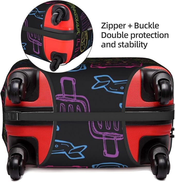 Trip Colored Graffiti Travel-Life Style Luggage Cover Washable Suitcase Protector, Luggage Tag Travel Birthday Gifts For Men Women (L 26-28 Inch Luggage)