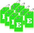 8 Pcs Luggage Tags for Suitcases, 26 Initial Letter Travel Luggage Baggage Identification Labels ID Tags Fully Bendable Tags with Stainless Steel Loop (Letter E, Green)