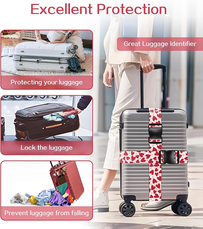 Luggage Straps for Suitcases Travel Belt Luggage Band Heavy Duty Traveling Luggage Identifier Cute Women Girls Unique Accesory,
