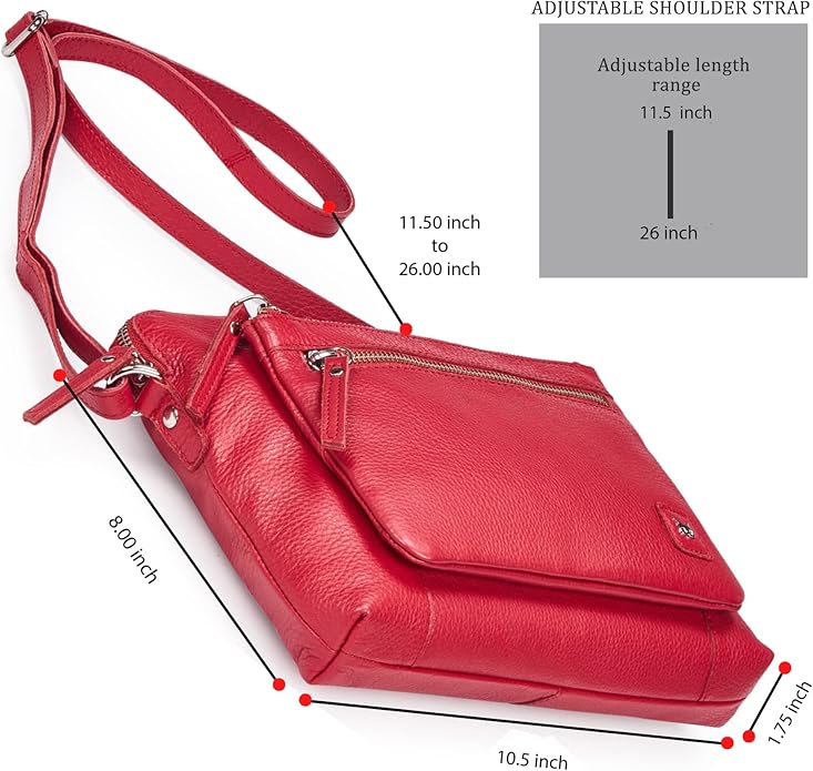 Wise Owl Accessories Small Soft Pebbled Real Leather Crossbody Handbags Purses Sling Crossover Shoulder Bag