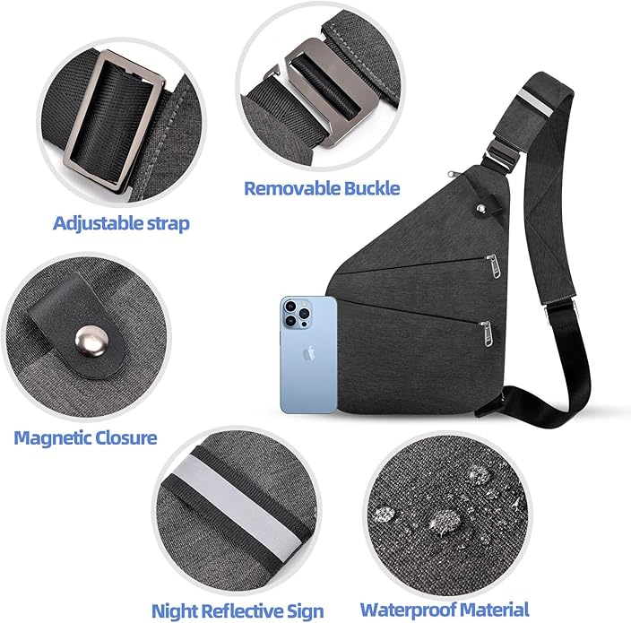 Anti Theft Crossbody Bag,Anti Theft Travel Bag for Women Men,Sling Crossbody Bag for Travel, Sport, Work