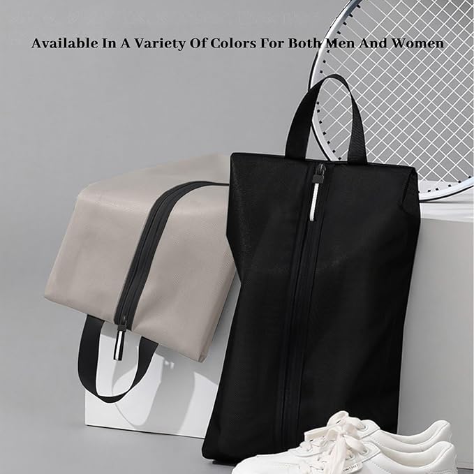 Smell Proof Shoe Bag for Travel Water-Resistant Lightweight Dustproof Golf Soccer Shoe Storage Organizer Pouch with Zipper for Gym Sports Travel Work Men and Women(Off White, 1-Pack)