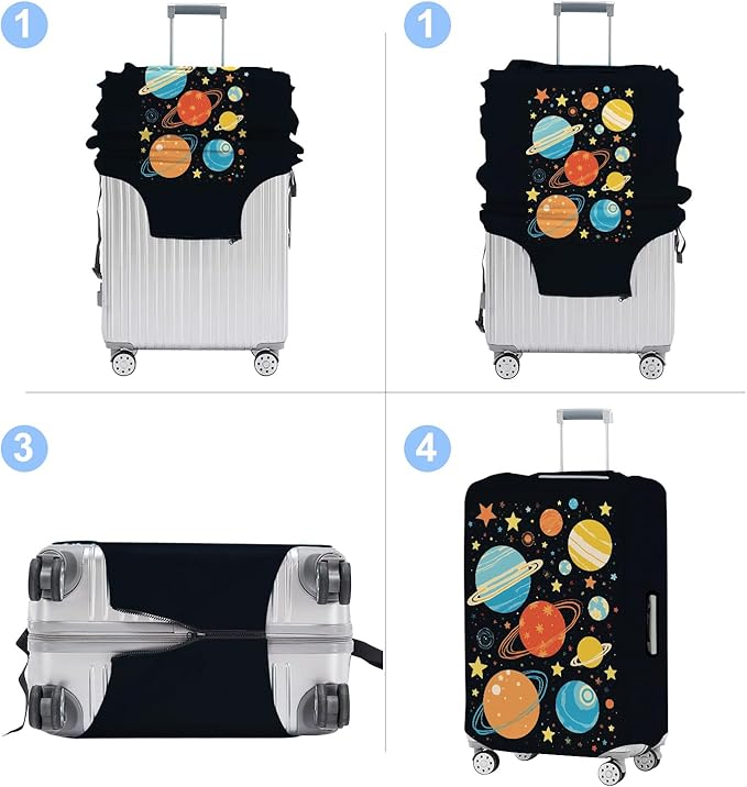 Planet Luggage Cover Washable Suitcase Protector Anti-Scratch,Stretchable Fit for 20-34Inch Luggage Durable Travel Bag Cover with Zipper Closure