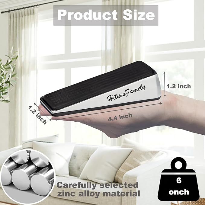 Door Stoppers - 2 Pack White Heavy Duty Door Stops for Bottom of Door Metal Rubber Small doorstops Wedge Security gate stoppers for Safety to Keep Door Open Suits Any Floor no Drilling