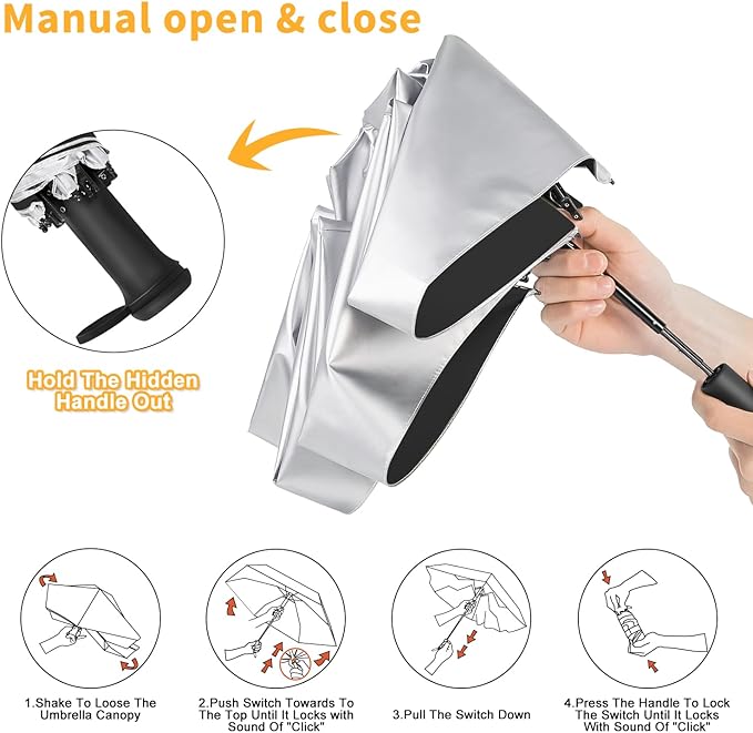 Mini Travel Umbrella - UPF 50+ Sun Protection Compact Manual Open Small Sun Umbrella