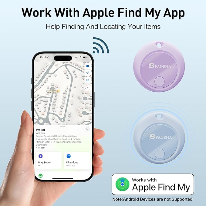 2025 [Apple MFi Certified] (iOS Only) Bluetooth Tracker Smart Finder for Apple Find My, iPhone Card Wallet Finder GPS Tracker, 5-10 Years Battery, Keys Finder and Item Locator for Keys, Bags, Passport