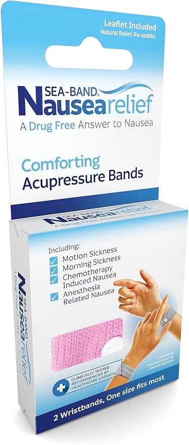 Sea-Band Anti-Nausea Acupressure Wristband for Motion & Morning Sickness - 1 Pair Pink