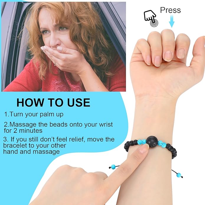 Sureio 6 Pcs Motion Sickness Bands Bracelet Anti Nausea Adjustable Wristband for Cruise Ship Essentials Seasickness Adult