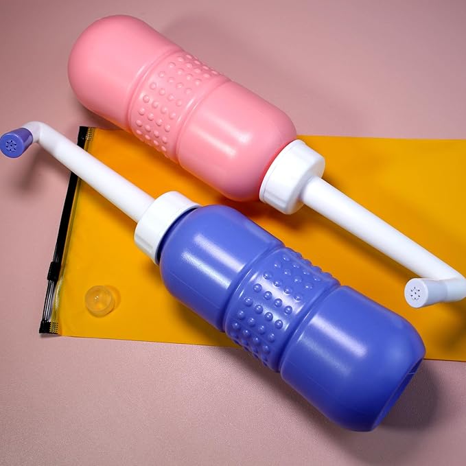 2PCS Pink+Blue Portable Bidets +Water Seal Cap - 15oz Peri Bottle for Postpartum Perineal Care- Baby Travel Bathing kit, Travel Bidet Bottle - 450ml Portable Bidet for Birth Tears, Hemorrhoids, Pain