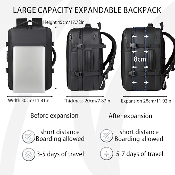 Vacuum-sealed travel computer backpack, Water-Resistant, With vacuum pump, Multiple Compartments, Anti-theft combination lock (Green)