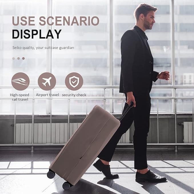 Travel Luggage Cover Suitcase Protector Scratch-Resistant Fit 19-31 Inch Suitcase, Not Included Suitcase (Khaki, 2XL(30-31 inch))