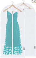 BALEINE 48'' Translucent Garment Bags, 2 Packs PEVA Dress Bag for Closet Clothes Dresses Suit Coats Storage (White, 2PK)