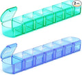 Extra Large Pill Organizer 2 Pack, XL Pill Box 7 Day, Weekly Pill Case with Large Capacity, Jumbo Organizer, BPA Free (Blue+Green)