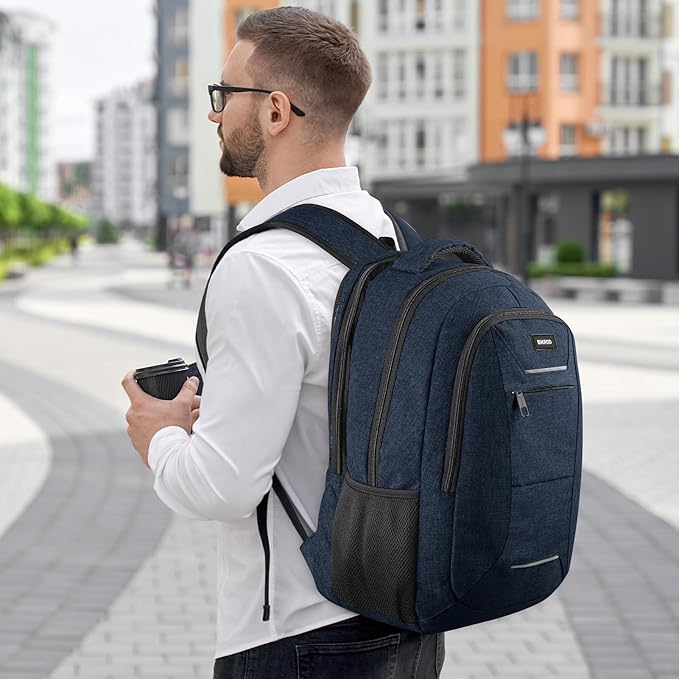 Backpack for Men Women, School Backpacks for Teen Boys, Business Anti Theft Sturdy Travel Laptop Backpack with USB Charging Port, Water Resistant 15.6 Inch Computer Bag Gift, Blue