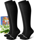 Bamboo Viscose Compression Socks for Women Men 2 Pairs 15-20mmHg Knee High Compression Socks Travel Nurse