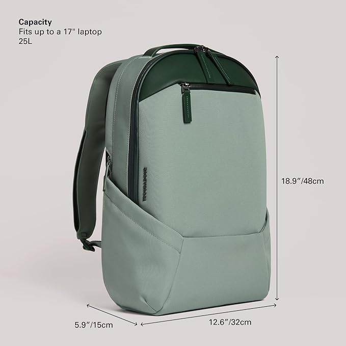 Troubadour Apex Backpack 3.0-25L Premium Laptop Backpack - Ergonomic & Water Resistant - Designed for Work and Travel - Green Smoke & Obsidian Green