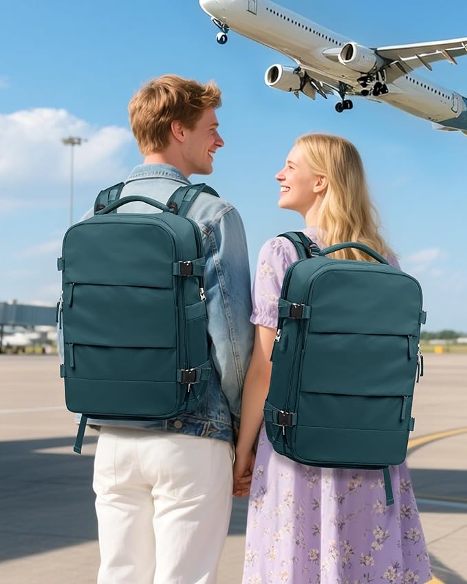 Vacuum Backpack Travel With Pump,Mochila De Viaje Compresion Al Vacio,Personal Item Travel Backpack With Vacuum System,Large Carry On Vacpack Backpacks For Women Men,Peacock Blue