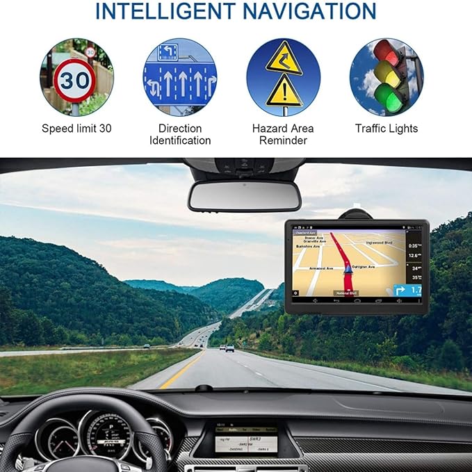 Car GPS Navigation, 2025 Map 7 inch Touch Screen Car GPS, Voice Turn Direction Guidance, Support Speed and Red Light Warning, Install The Latest Map of The United States (Free Update Lifetime Map)