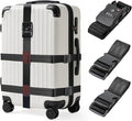 Luggage Straps with TSA Lock, Adjustable Heavy Duty Black Luggage Straps for Suitcase with Reinforced Buckles, Cross Luggage Strap TSA Approved Combination Locks with Name Tags for Travel & Trip