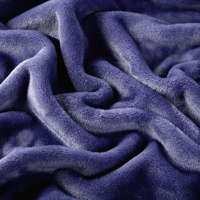 Surii Home Luxury Microfiber Flannel Blanket, Super Soft, Warm, Cozy, Fluffy, and Breathable, Perfect Throws for Bed, Couch, Sofa, for All Season Use. 350GSM Queen Size 90x90 Inches(Navy Blue)