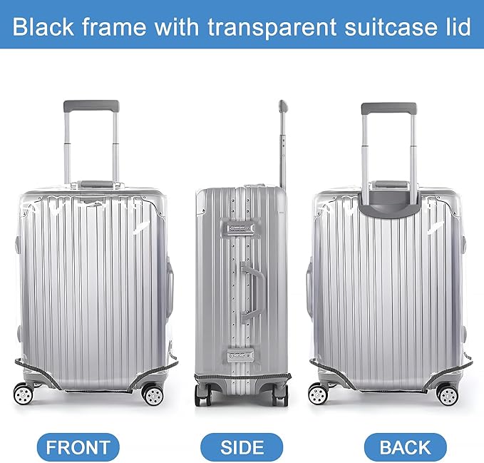 Clear Luggage Cover for 24 inch Suitcase Tsa Approved Thicken PVC Plastic Suitcase Protector Cover for Baggage Travel Waterproof.