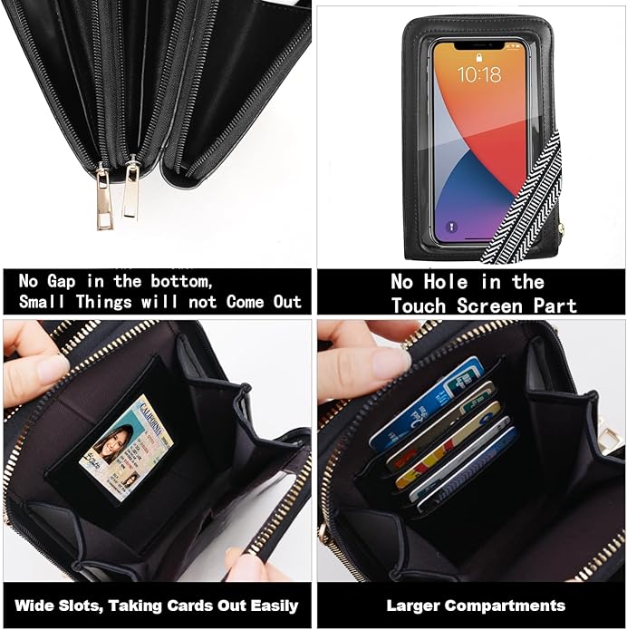 Crossbody Cellphone Purse Women Touch Screen Bag RFID Blocking Wallet Handbag Shoulder Strap