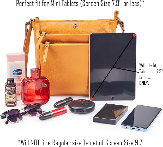 Small Soft Genuine Leather Crossbody Purse Women’s Sling Crossover Shoulder Travel Handbag with Triple Zipper
