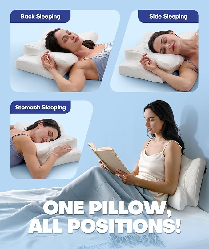 Emircey Clinical-Level Relief Cervical Neck Pillow for Sleeping, Orthopedic Contour Memory Foam Pillow for Side Sleepers, Cooling Pillow for Neck Relief, Ergonomic for Back and Stomach Sleepers