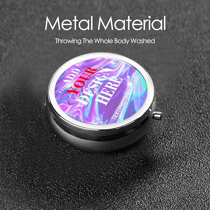 Custom Round Pill Case, Personalized Name/Photo Decor Travel Jewelry Organizer Container Medicine Vitamin Pill case - 3 Compartment