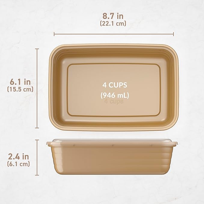 Bentgo 20-Piece Lightweight, Durable, Reusable BPA-Free 1-Compartment Containers - Microwave, Freezer, Dishwasher Safe - Gold