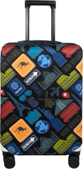 Explore Land Travel Luggage Cover Suitcase Protector Fits 23-26 Inch Case (Bon Voyage, M)