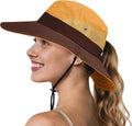 NPQQUAN Ponytail Sun Bucket Hats for Women Men Wide Brim UPF 50+ Fishing & Beach Hats