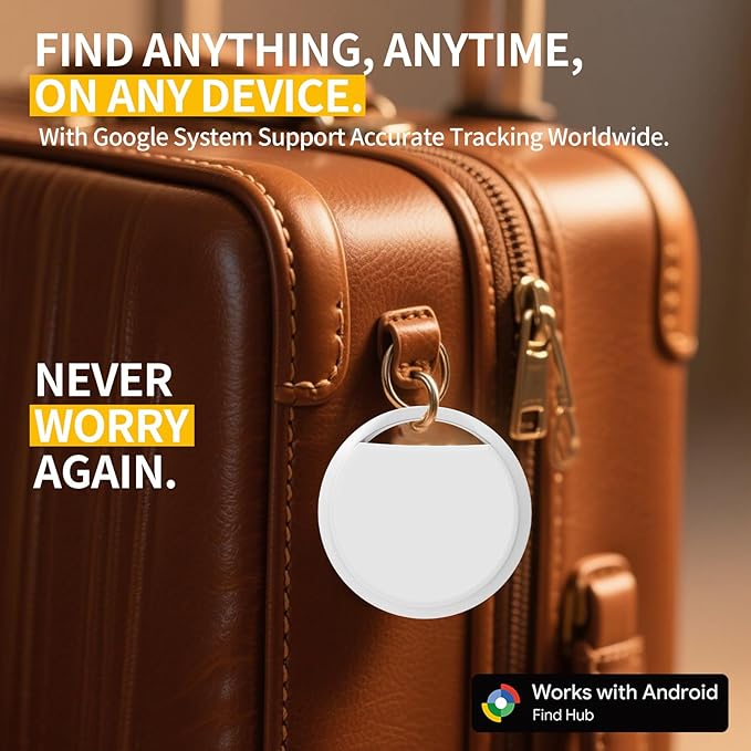 Android Air Tracker Tag for Luggage Tracker Tags Works with Google Find My Device App, Bluetooth Tracker Tag Key Finder and Item Locator for Wallets, Backpack, Suitcases, Replaceable Battery-3pack