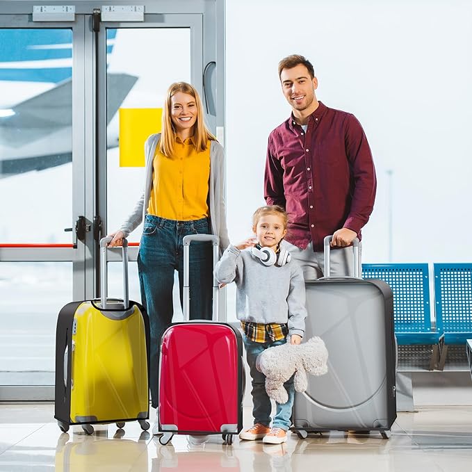 Upgraded Elastic Luggage Cover Protector - Stretchable Black Cloth + Clear TPU, Fit 26 Inch Wheeled Suitcase TSA Approved, Waterproof & Anti-Scratch, Includes Free Red Luggage Tag